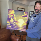 'Serene Sunset Sailboat / Golden' Canvas Wall Art