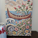 'Lake Worth Boat with Flowers / Mosaic' Canvas Wall Art