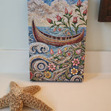 'Lake Worth Boat with Flowers / Mosaic' Canvas Wall Art