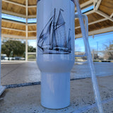 'Cutter Rig Yawl' Sailboat Line Drawing – Stainless Steel Travel Mug