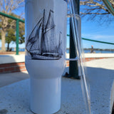 'Cutter Rig Yawl' Sailboat Line Drawing – Stainless Steel Travel Mug