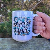 'Seas The Day / Shell' White Glossy Mug