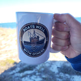 'Boats Well With Others / Trawler' White Glossy Mug