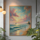 'Serene Sunset Sailboat / Impressionistic' Canvas Wall Art