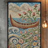 'Lake Worth Boat with Flowers / Mosaic' Canvas Wall Art