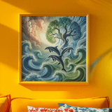 'Dolphins with Tree of Life' Canvas Wall Art