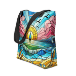 Tote bag with pink solitude design, front view