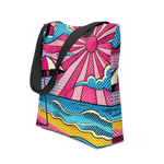 Tote bag with pink pop art design, front view