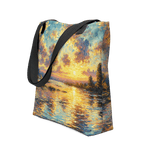 Tote bag with Bahamas sunset clouds design, front view