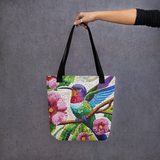 'Hummingbird with Flowers / Mosaic' Tote Bag