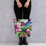 'Hummingbird with Flowers / Mosaic' Tote Bag