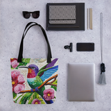 'Hummingbird with Flowers / Mosaic' Tote Bag