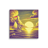 Impressionist Sailboat Sunset Canvas Wall Art 12x12 wall view