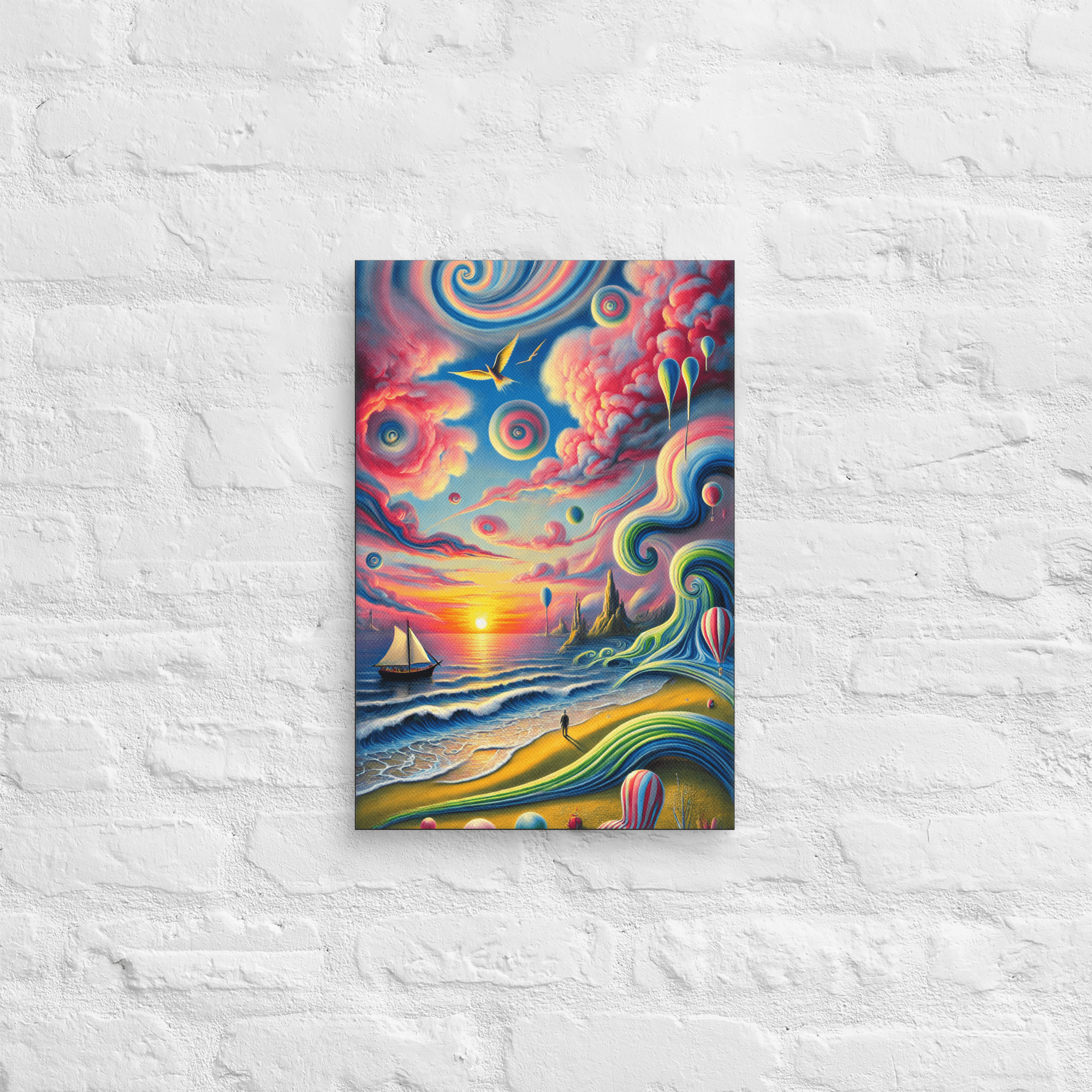 Surreal Sailboat Sunset Solitude Canvas Wall Art 12x18 front view