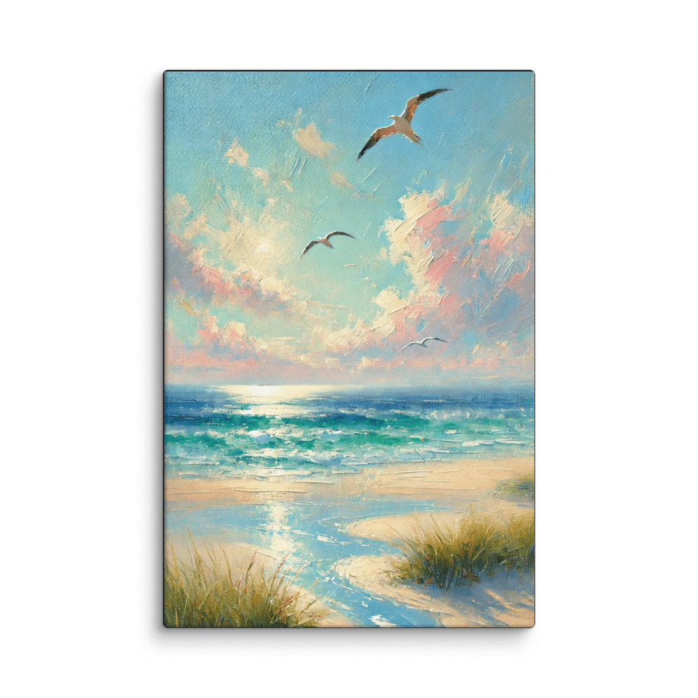 Radio Beach Sea Grass Birds Soft Canvas Wall Art 8x12 wall view