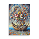 Surreal Boat Lake Worth Flowers Canvas Wall Art 8x12 wall view