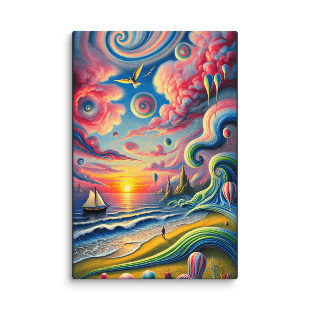 Surreal Sailboat Sunset Solitude Canvas Wall Art 8x12 wall view