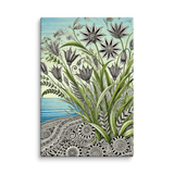 Zentangle Sea Beach Grass Canvas Wall Art 8x12 wall view