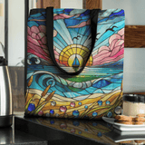 'Pink Solitude / Stained GlassSG Style' Tote Bag – Ocean-Inspired Style