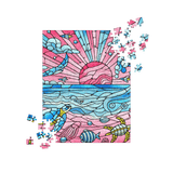 Stained Glass Pink Sand Beach Puzzle 252 pieces