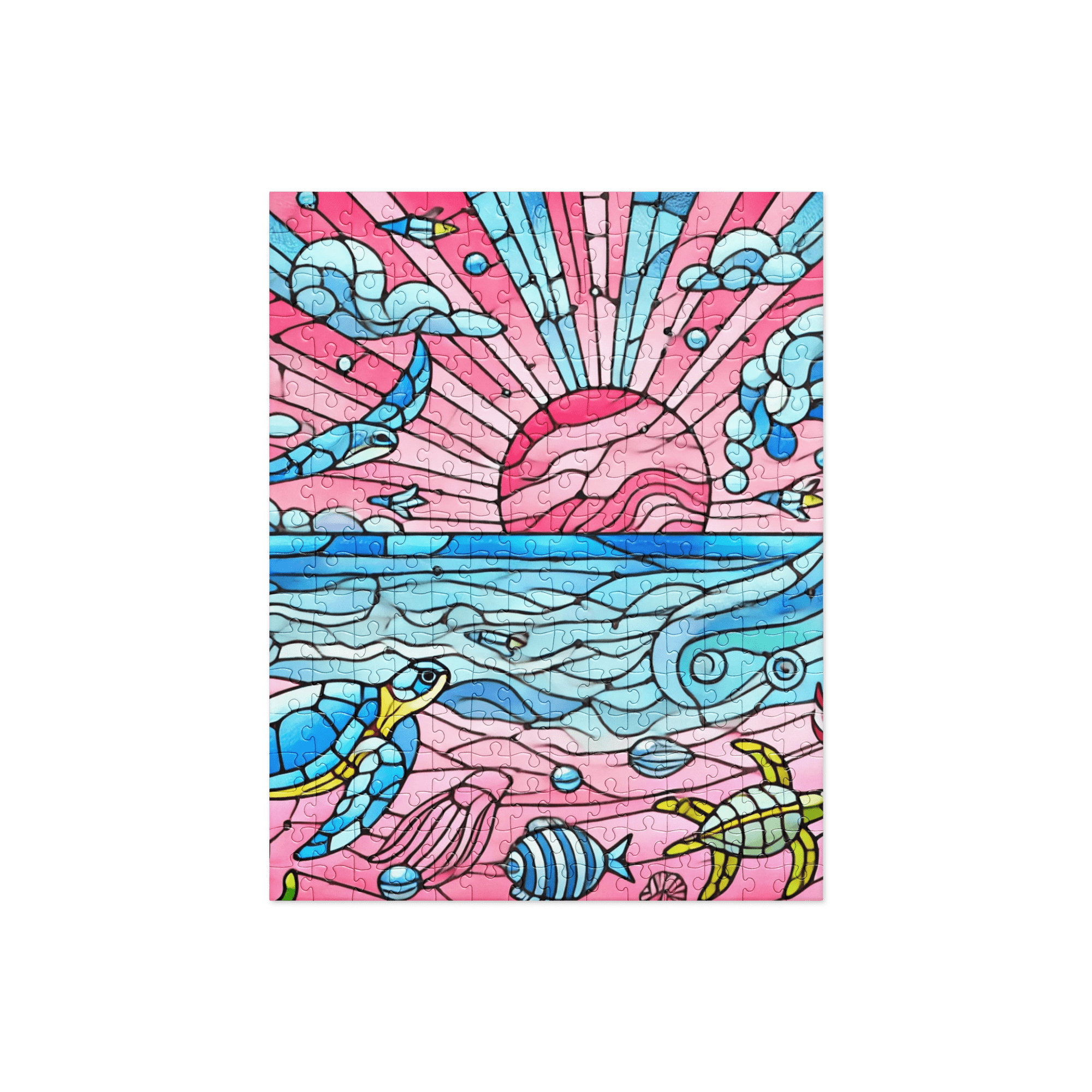 Stained Glass Pink Sand Beach Puzzle 252 pieces