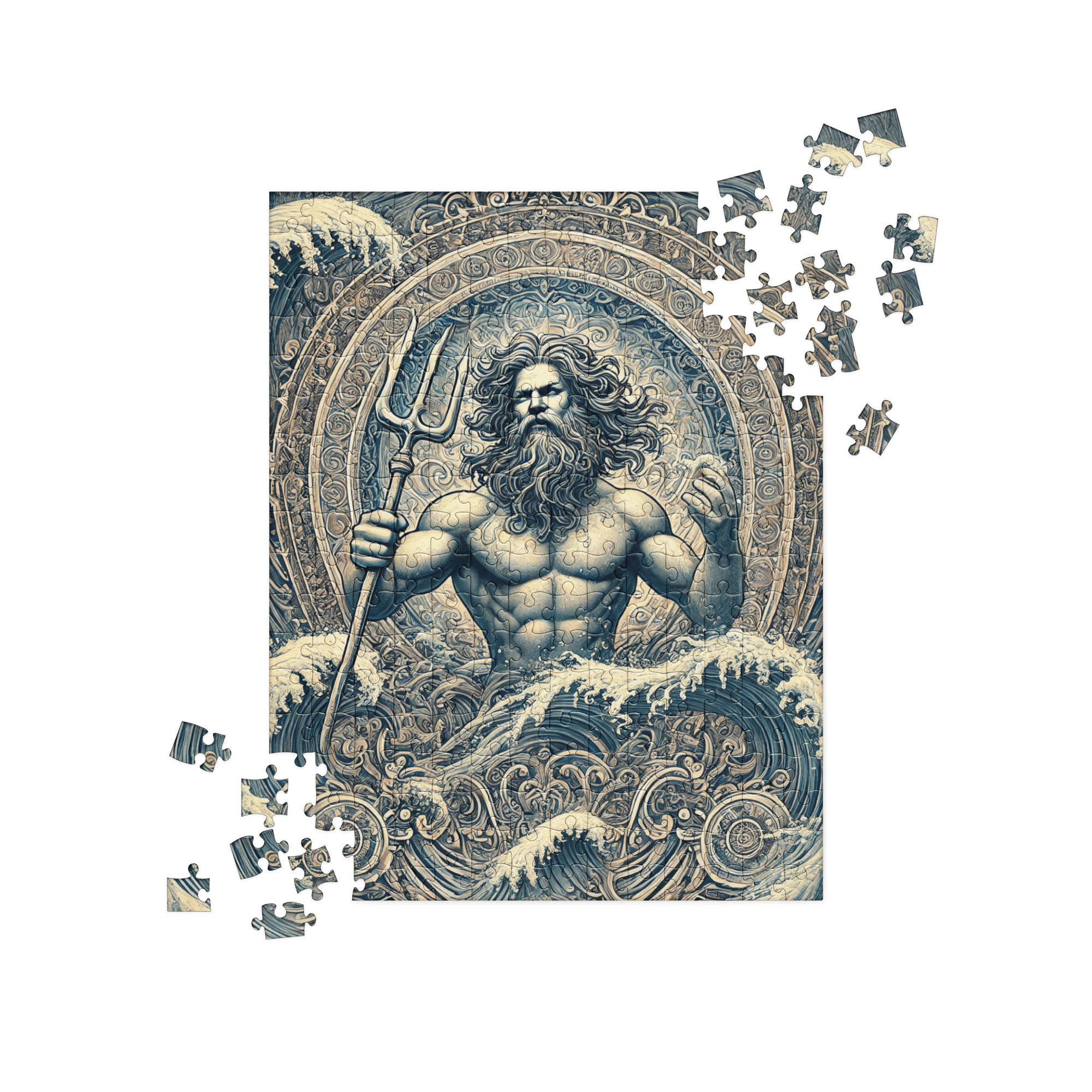 Poseidon Blue Mandalas Mythical Ocean Puzzle 252 pieces