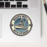'Boats Well With Others / Sportfisher' Bubble-free Sticker β Waterproof & Bold