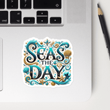 'Seas The Day / Shell' Bubble-free Stickers - Waterproof & Bold