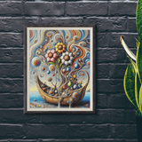 'Lake Worth Boat with Flowers / Surreal' Canvas Wall Art