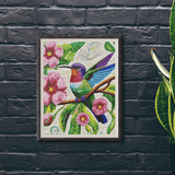 'Hummingbird with Flowers / Mosaic' Canvas Wall Art