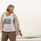 'Seas The Day / Shell' Women’s Relaxed V-Neck T-Shirt – Nautical Style Meets Comfort