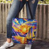 'Sail Sunset / Cubist' Tote Bag – Ocean-Inspired Style
