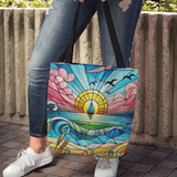'Pink Solitude / Stained GlassSG Style' Tote Bag – Ocean-Inspired Style