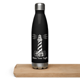'Shine Your Light' Lighthouse Black Stainless Steel Bottle