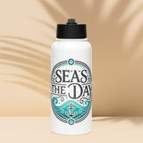 'Seas The Day / Anchor' Stainless Steel Water Bottle
