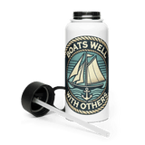 'Boats Well With Others / Sail' Stainless Steel Water Bottle