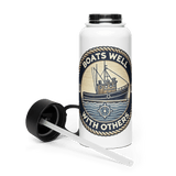 'Boats Well With Others / Trawler' Stainless Steel Water Bottle