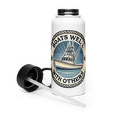 'Boats Well With Others / Sportfisher' Stainless Steel Water Bottle