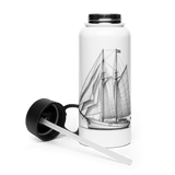 'Gaff Rig Ketch' Sailboat Line Drawing – Stainless Steel Water Bottle