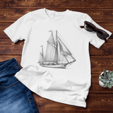 'Cutter Rig Yawl' Sailboat Line Drawing - Unisex T-Shirt – Nautical Style Meets Comfort