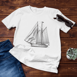 'Gaff Rig Ketch' Sailboat Line Drawing - Unisex T-Shirt – Nautical Style Meets Comfort