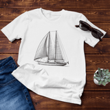 'Ketch' Sailboat Line Drawing - Unisex T-Shirt – Nautical Style Meets Comfort