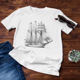 'Classic Schooner' Sailboat Line Drawing - Unisex T-Shirt – Nautical Style Meets Comfort