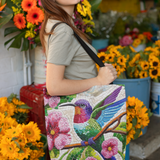 'Hummingbird with Flowers / Mosaic' Tote Bag