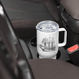'Classic Schooner' Sailboat Line Drawing – Stainless Steel Travel Mug