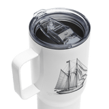 'Gaff Rig Ketch' Sailboat Line Drawing - Stainless Steel Travel Mug