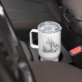 'Cutter Rig Yawl' Sailboat Line Drawing – Stainless Steel Travel Mug