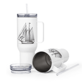 'Gaff Rig Ketch' Sailboat Line Drawing - Stainless Steel Travel Mug