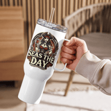 'Seas The Day / Wench' Stainless Steel Travel Mug