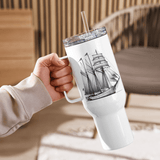'Classic Schooner' Sailboat Line Drawing – Stainless Steel Travel Mug